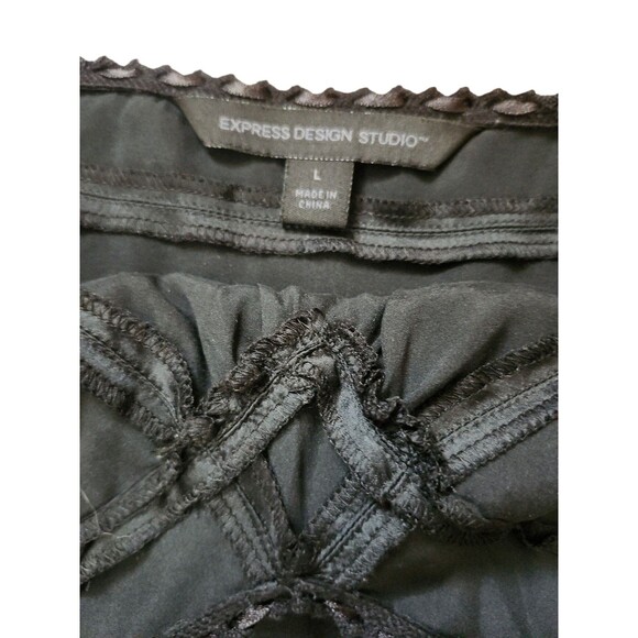 Express Design Studio Babydoll Silk Tank Womens Large Vintage Y2K Black Camisole - Picture 5 of 8